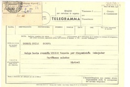 [Telegrama] 1952 set. 8 Consulado de Chile, Napoli, Italia] [a] Consulado Chile, Genova, [Italia]