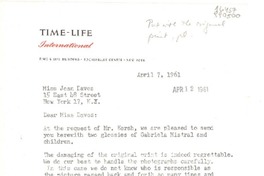 [Carta] 1961 Apr. 7, Time & Life Building, Rockefeller Center, New York, [EE.UU.] [a] Miss Joan Daves, 15 East 48 Street, New York 17, N. Y., [EE.UU.]