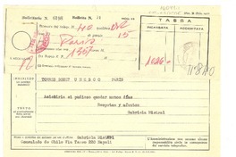 [Telegrama] 1952 set. 18, Consulado de Chile, Napoli, [Italia] [a] Torres Bodet, UNESCO, París, [Francia]