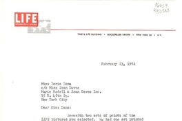 [Carta] 1961 Feb. 23, Life, Time & Life Building, Rockefeller Center, New York 20, N. Y., [EE.UU.] [a] Miss Doris Dana, co Miss Joan Daves, Marie Rodell and Joan Daves Inc., 15 E. 48th St., New York City, [EE.UU.]