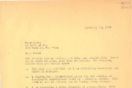 [Carta] 1958 Feb. 11, New York, [Estados Unidos] [a] Joan Daves, 15 East 48 St., New York