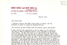 [Carta] 1960 May 25, [New York, Estados Unidos] [a] Miss Doris Dana