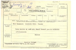[Carta] 1952 oct. 9, Consulado de Chile, Napoli, [Italia] [a] Diaz Casanueva, Consulado de Chile, Firenze, [Italia]
