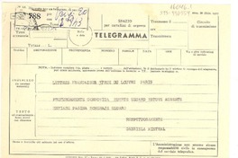 [Telegrama] [1952 oct., Italia] [a] Lettres Francaises, Paris, [Francia]