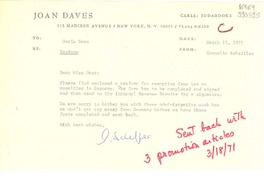 [Carta] 1971 Mar. 15, [Estados Unidos] [a] Doris Dana