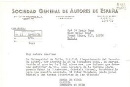 [Carta] 1971 ene. 12, [Madrid, España] [a] Sra. Doris Dana, Hack Green Road, Pound Ridge, N. Y.
