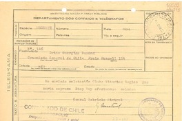 [Telegrama] 1944 ago. 22, Petrópolis, [Brasil] [a] Georgina Durand
