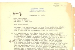 [Carta] 1963 Nov. 19, 55 Arlmonte Drive, Berkeley 7, California, [EE.UU.] [a] Miss Joan Daves, 145 East 49 Street, New York 17, New York, [EE.UU.]