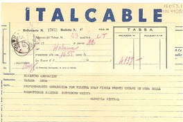 [Telegrama] 1952 dic. 1, Napoli, [Italia] [a] Ministro [de] Educación, [La] Habana, Cuba