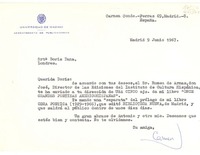 [Carta] 1967 jun. 9, Ferraz 69, Madrid 8, España [a la] Srta. Doris Dana, Londres, [Inglaterra]