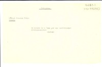 [Telegrama] [1952?], [Nápoles, Italia?] [a] Consul General Chile, Genova, [Italia]