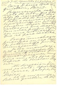 [Carta] [1950], Apartado 21, Xalapa, Ver., México [al] Caro D. Luis Araquistain, París, [Francia]