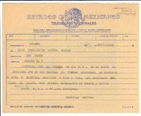 [Telegrama] 1949 sep. 12, [Jalapa, México] [a] presidente Miguel Alemán, México D.F., [México]