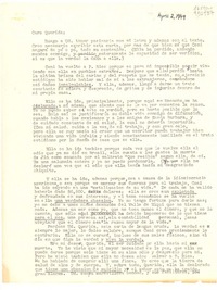 [Carta] 1949 abr. 2, [Mocambo], [México] [a la] Cara Querida