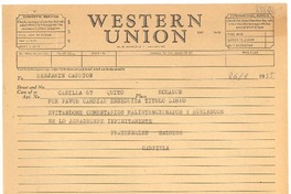 [Telegrama] 1955 ene. 26, Roslyn Harbor, L. I., [EE.UU.] [a] Benjamín Carrión, Casilla 67, Quito, Ecuador