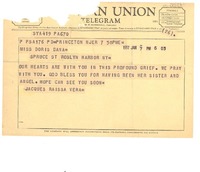 [Telegrama] 1957 jan. 7, [a] Doris Dana, New York, [Estados Unidos]