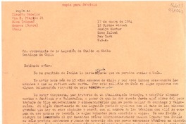 [Carta] 1954 ene. 17, 15 Spruce Street, Roslyn Harbor, Long Island, New York, [EE.UU.] [al] Sr. Secretario de la Legación de Italia en Chile, Santiago de Chile
