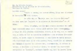 [Carta] [Brasil] [al] Sr. D. Alberto Romero, Presidente de la Alianza de Intelectuales, Santiago de Chile
