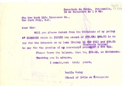 [Carta] 1942 sept. 14, Consulado do Chile, Petropolis, [Brasil] [a] The New York Life Insurance Co., New York City, N.Y., [EE.UU.]
