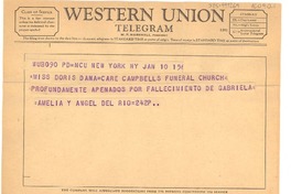 [Telegrama] 1957 jan. 10, New York, [Estados Unidos] [a] Doris Dana, New York, [Estados Unidos]