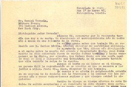[Carta] Petrópolis, Brasil [a] Sr. Manuel Urruela, Editors Press, 345 Madison Avenue, New York City