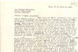 [Carta] 1940 ene. 24, Niza, [Francia] [al] Dr. William Entwiatle [i.e. Entwistle], Oxford University, Oxford, England