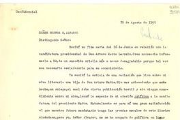 [Carta] 1952 ago. 18 [a] Señor Héctor M. Alvarez