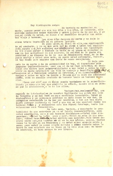 [Carta] 1934 mar. 19, Madrid, [España] [al] Muy distinguido amigo [Ventura]