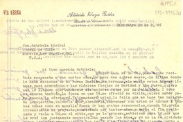 [Carta] 1946 oct. 2, [Santiago, Chile] [a] [Gabriela Mistral]