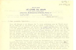 [Carta] 1947 ene. 1, París, [Francia] [a] Gabriela [Mistral]