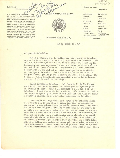 [Carta] 1947 ene. 30, Washington D.C., E.U.A. [a] Gabriela [Mistral]