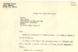 [Carta] 1949 ago. 26, Jalapa, Ver., México [a] Mister Jean Thomas, Sub-Director General para las Actividades Culturales, Unesco, Paris