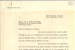 [Carta] 1949 ene. 12, Veracruz, [México] [a] Excmo. Sr. D. Anders Osterling, Secretario de la Academia Sueca, Estocolmo, Suecia