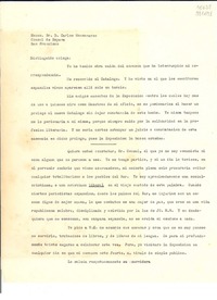 [Carta] [a] Excmo. Sr. D. Carlos Manzanares, Cónsul de España, San Francisco