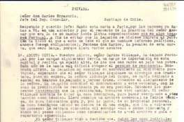 [Carta] 1937 mayo 5, Lisboa, [Portugal] [a] Señor Don Carlos Errázuriz, Jefe del Dep. Consular, Santiago de Chile