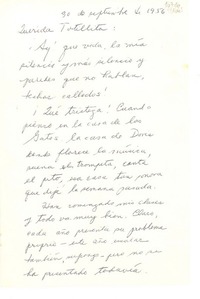 [Carta] 1956 sept. 30 [a la] Querida Totillita