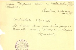 [Set de telegramas] 1937 mar. a abr., Lisboa, [Portugal]