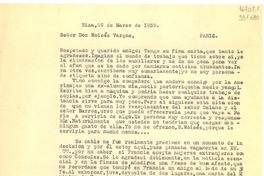 [Carta] 1939 mar. 29, Niza, [Francia] [a] Señor Don Moisés Vargas, Paris