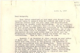 [Carta] 1957 Apr. 8, [Estados Unidos] [a] Dear Margaret