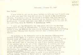 [Carta] 1957 Jan. 23, [Estados Unidos] [a] Dear Doris