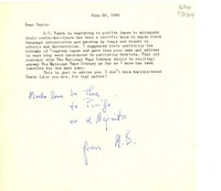 [Carta] 1959 June 22, [EE.UU.] [a] Dear Doris [Dana]