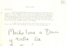 [Carta] 1957 June 3, [Estados Unidos] [a] Dear Doris