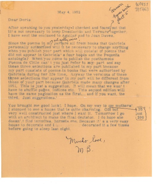 [Carta] 1962 May 4, [Estados Unidos] [a] Dear Doris
