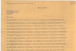 [Carta] 1964 May 17, Washington D. C., Estados Unidos [a] Joan Daves and Doris Dana