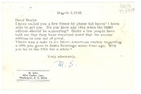 [Tarjeta] 1965 Mar. 3, 5914 Carlton Lane, Washington, D. C. 20016, [EE.UU.] [a] Miss Doris Dana, Box 285 284 - RFD 2, Hack Green Road, Pound Ridge, New York State, [EE.UU.]