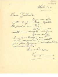 [Carta] [1947?] abr. 30, [Santiago, Chile?] [a] Gabriela [Mistral]
