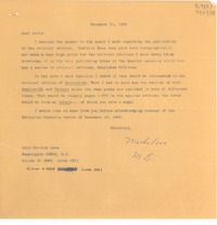 [Carta] 1966 Dec. 21, 5914 Carlton Lane, Washington 20016, D.C., [EE.UU.] [a] Dear Doris [Dana]