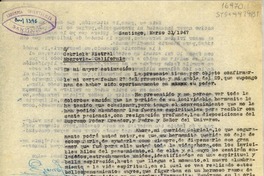 [Carta] 1947 mar. 31, Santiago, [Chile] [a] Gabriela Mistral, Monrovia, California, [Estados Unidos]