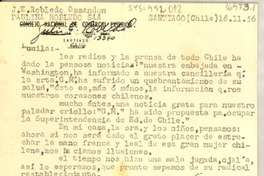 [Tarjeta] 1956 nov. 18, Santiago, Chile [a] Lucila