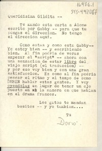 [Carta] [1952?], [Estados Unidos?] [a] Gildita [Pendola]